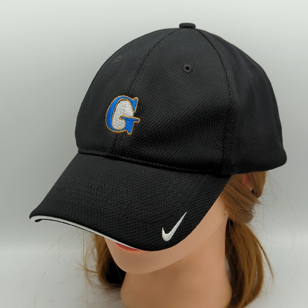 Nike Golf Black Hat Cap White Swoosh Fitted Size L/XL Custom Embroidered Logo